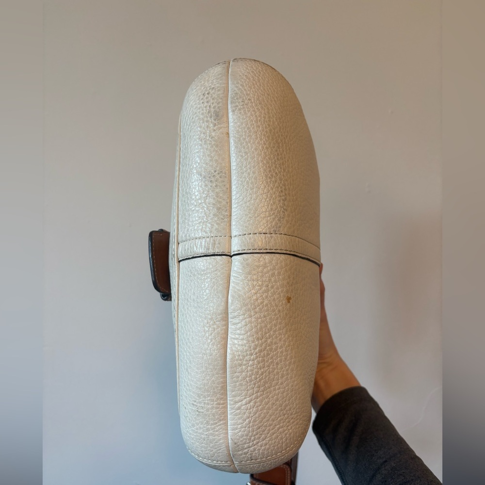 Vintage Coach Soho Pebbled Leather Flap Shoulder Bag – White/Saddle - Picture 3 of 7